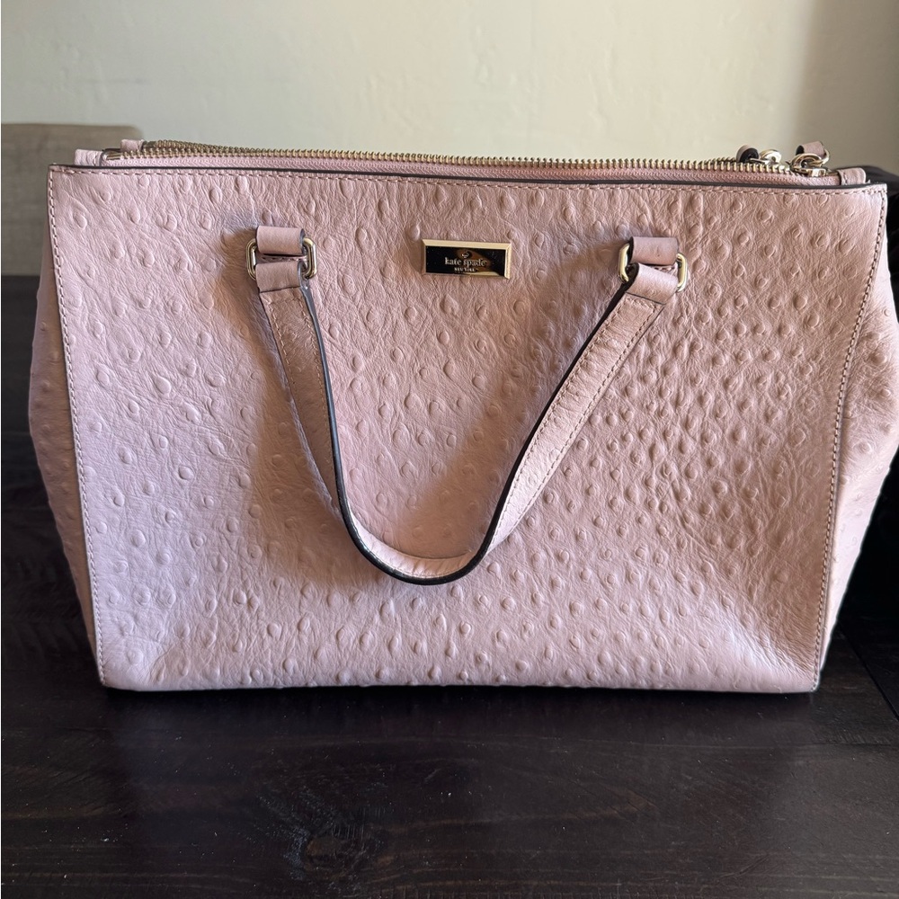 Kate Spade Light Pink ostrich Embossed Satchel